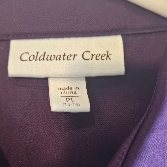 Coldwater Creek Plum Purple Pleated Tuxedo Front Button Down Blouse - Picture 7 of 8